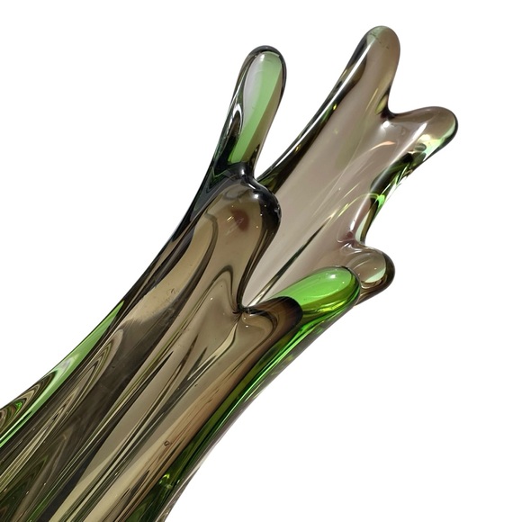 Vintage 1960s Murano Art Glass Sommerso Stretch Fingers Swung Vase 11" Italy - Picture 8 of 15